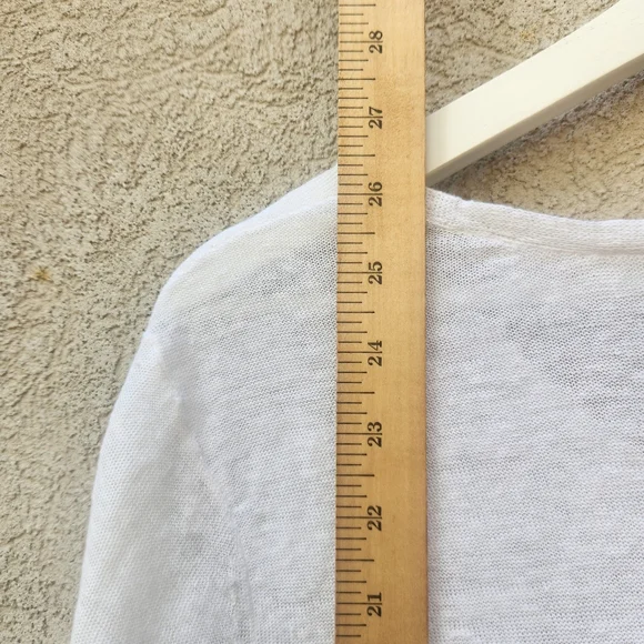 TALBOTS Women's Sweater Medium White 100% Linen Nautical Fringe Summer Beachy - Picture 8 of 10